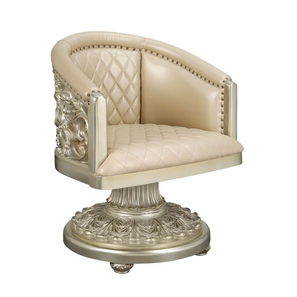 Sorina Arm Chair PU Upholstery And Antique Precious Metal Finish DN01220 acme onsite store