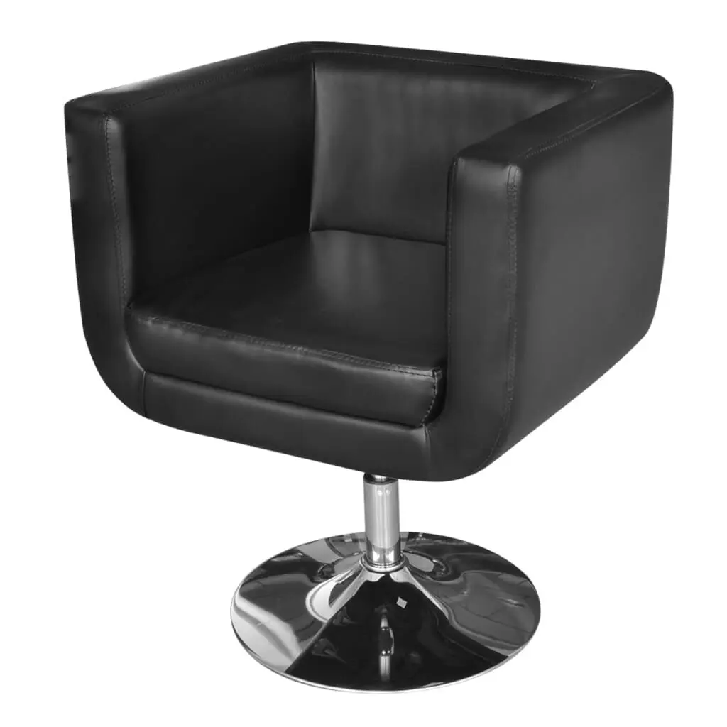 Black Faux Leather Armchair Chrome Base Modern Lounge Chair
