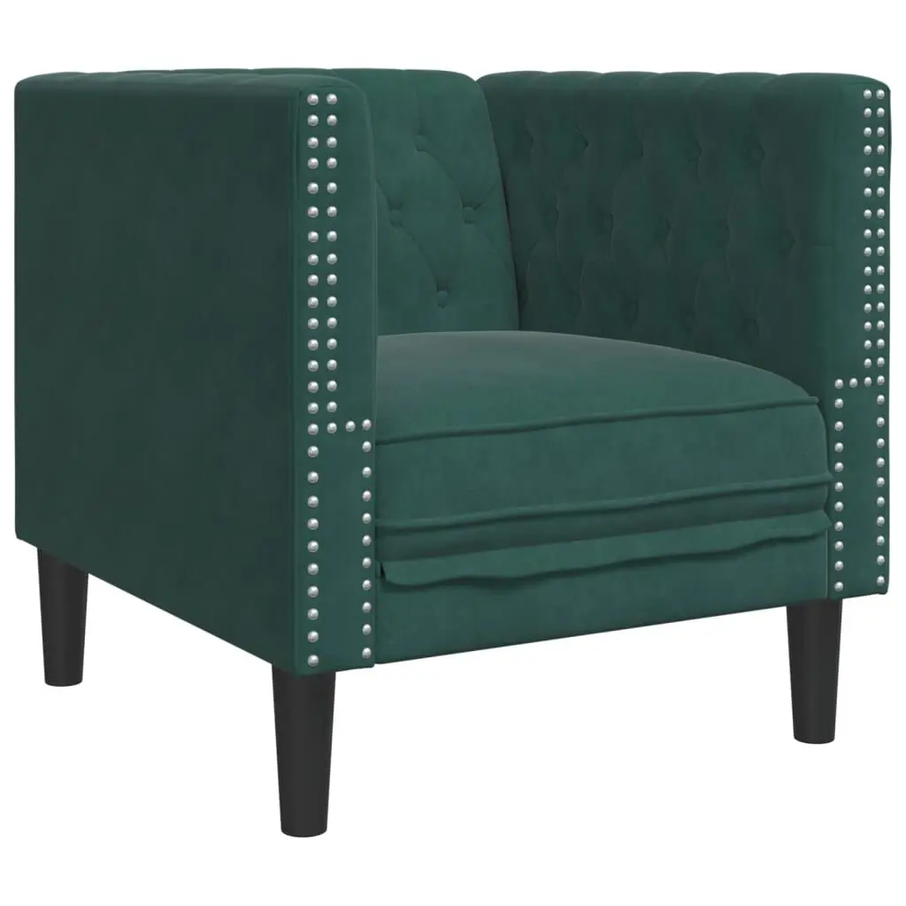 Chesterfield Sofa Chair Dark Green Velvet Living Room Armchair