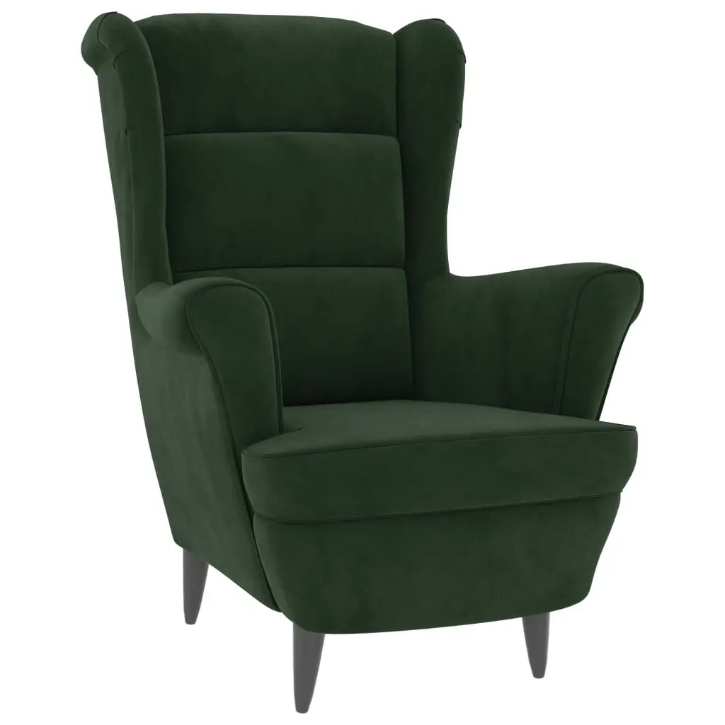 Dark Green Velvet Armchair Stylish Living Room Furniture Comfortable Seating