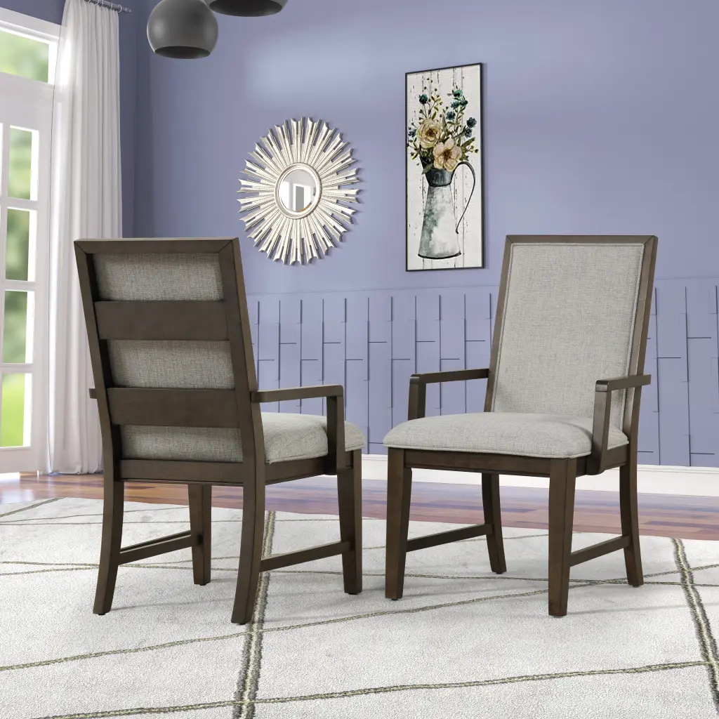 Aberll Solid Timber Upholstered Armchairs Set 2 Gray Timber hz