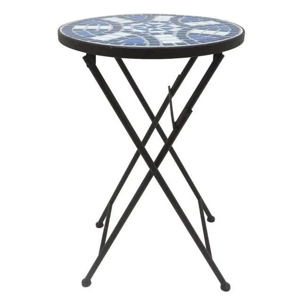 Best Desu 2130A Blue Daisy Mosaic Art Collection Accent Table Living Room