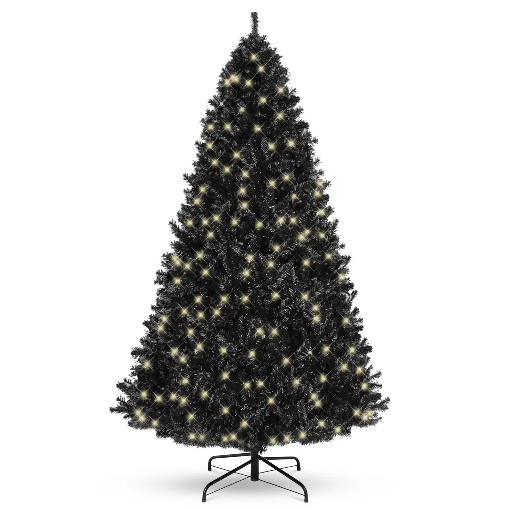 7.5Ft Pre Lit Black Christmas Tree Full Halloween Xmas Artificial Tree Lights heyuan limei tree-light technology co.-td