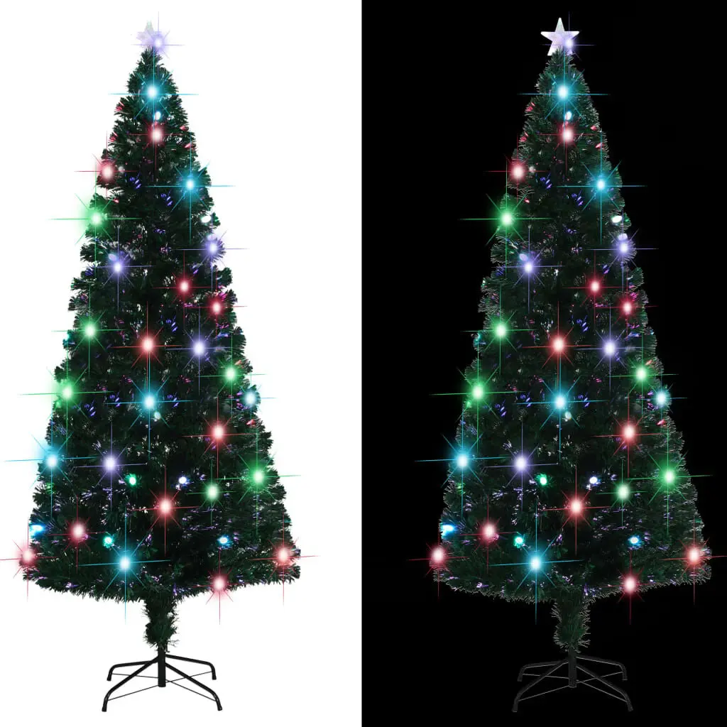 7 ft Pre-lit Artificial Christmas Tree Stand Fiber Optic Holiday Decor