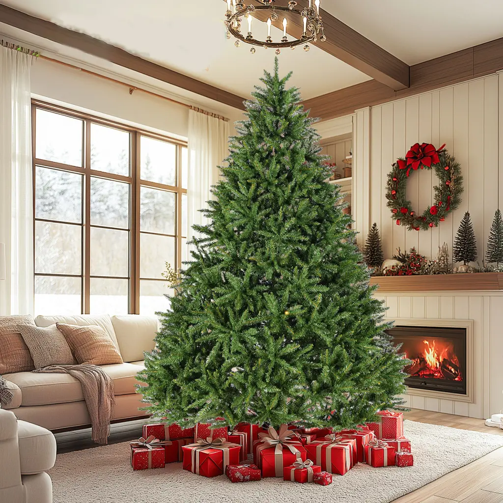 9Ft Artificial Christmas Tree - Luxury Unlit Hinged Full Tree 365 Tips union tree