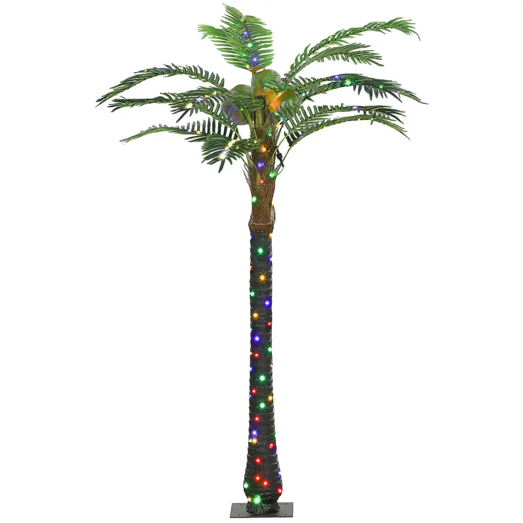Outsunny 6 Foot Artificial Lighted Palm Tree 3 Coconuts 240 LED Lights aosom business