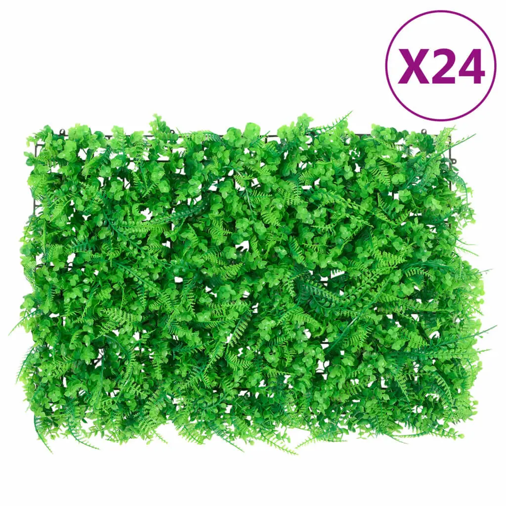 Artificial Fern Leaf Fence 24 pcs Green 15.7x23.6 Inches Outdoor Decor