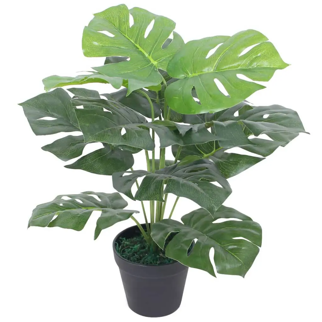 Artificial Monstera Plant Pot 17.7 Inches Green Fake Plant Decor