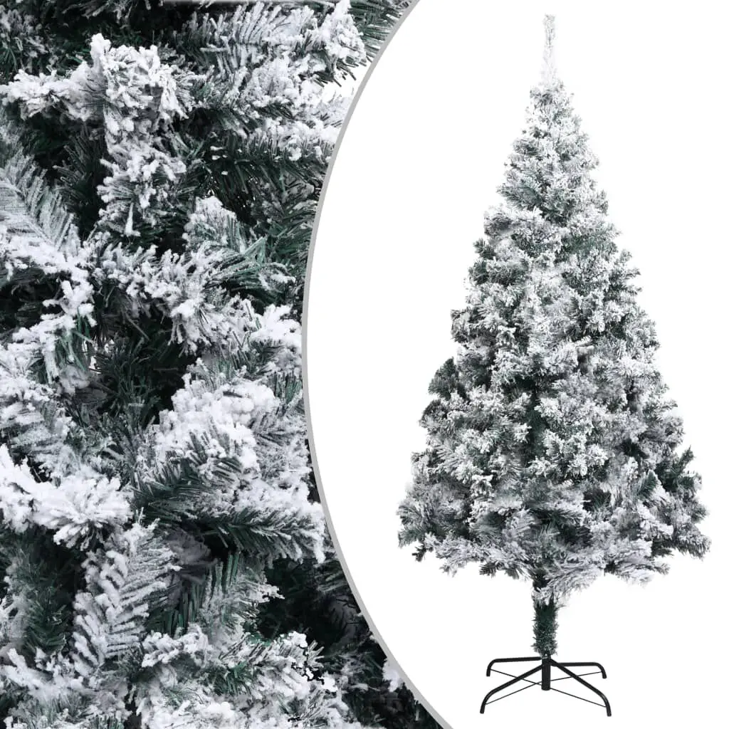 Artificial Christmas Tree Flocked Snow Green 8 ft PVC Holiday Decor