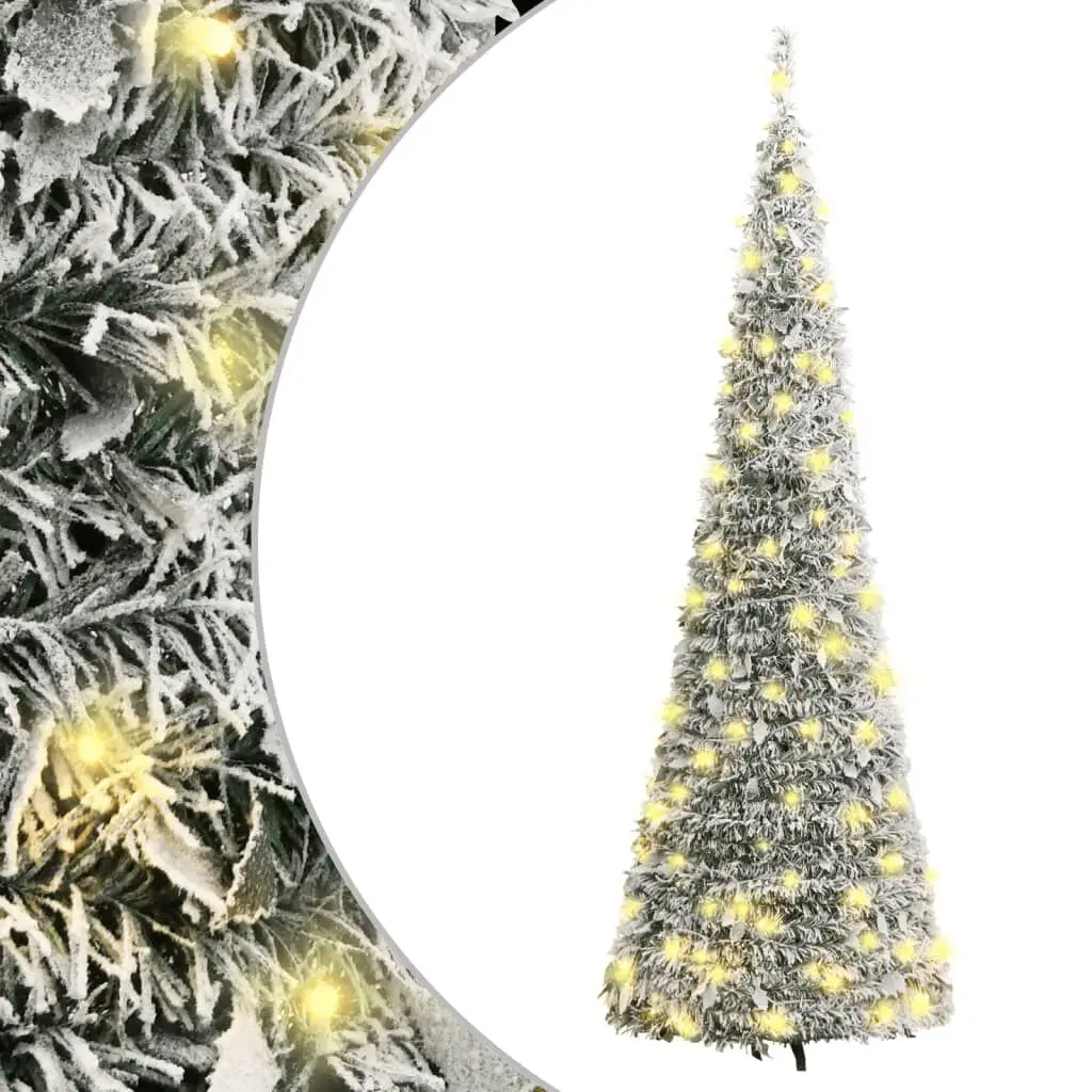 Artificial Christmas Tree Pop-up Flocked Snow 50 LEDs 47.2 Inches Pre-lit