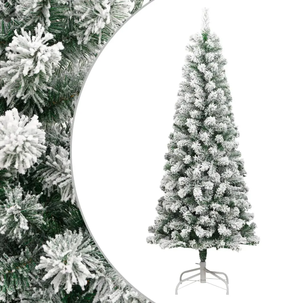 Artificial Hinged Christmas Tree Flocked Snow 82.7 Inch Holiday Decor