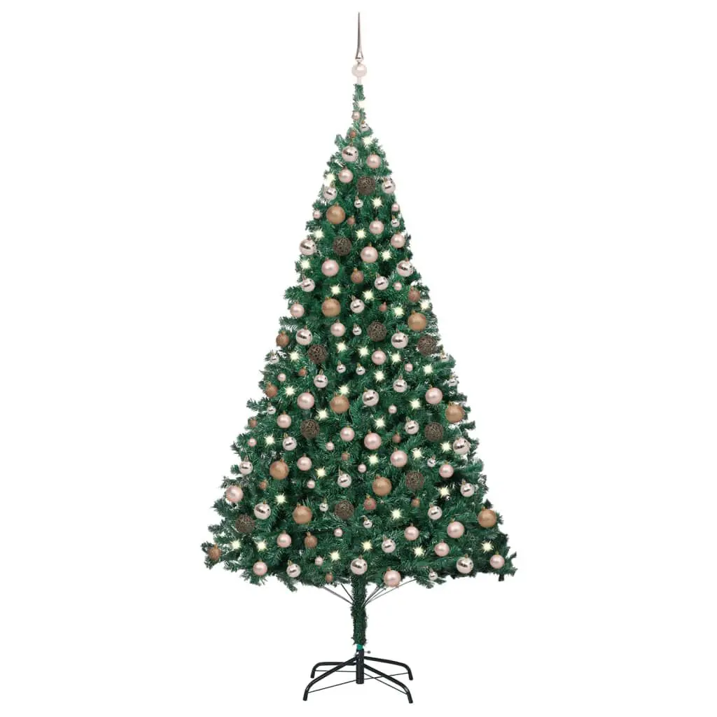 Artificial Pre-lit Christmas Tree Ball Set Green 94.5 Inches