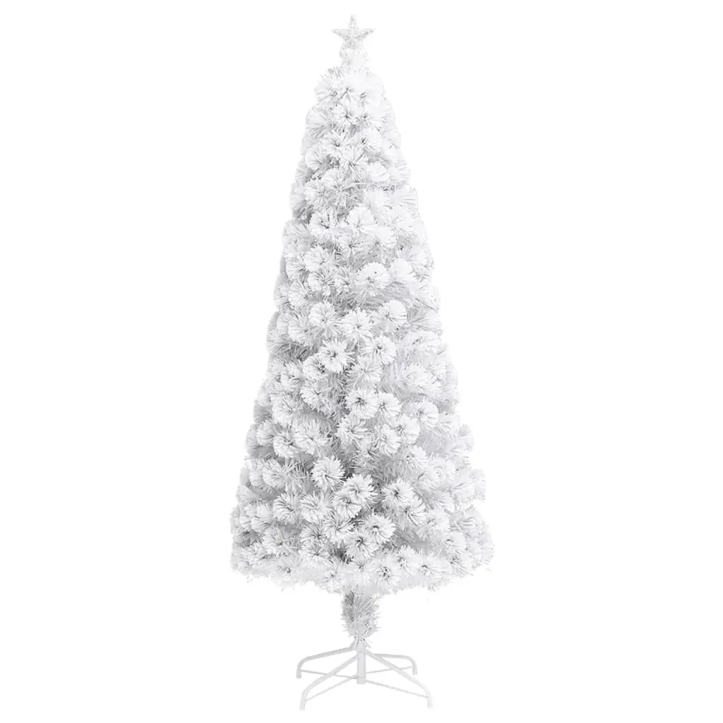 Artificial Pre-lit Christmas Tree White 7 Foot Fiber Optic Holiday Decor
