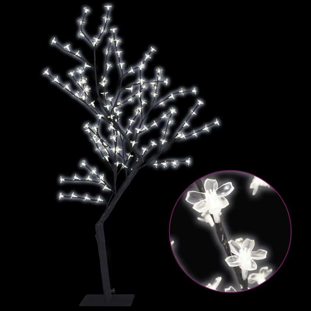 Christmas Tree 128 LEDs Cold White Light Cherry Blossom 4 ft Indoor Decoration