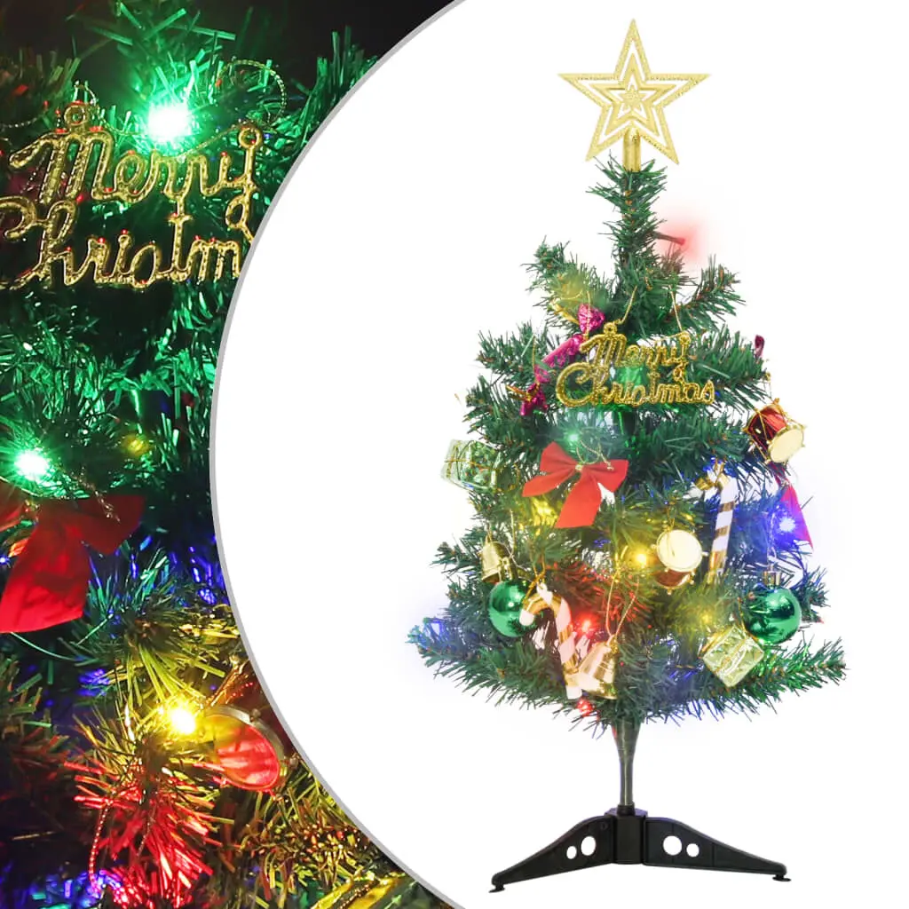 Mini Artificial Pre-lit Christmas Tree 30 LEDs Green 23.6 Holiday Decor