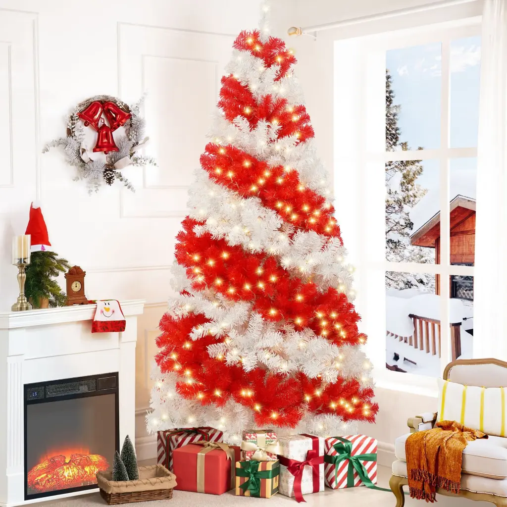 6Ft Artificial Christmas Tree 300 LED Lights and 900 Bendable Branches mrs