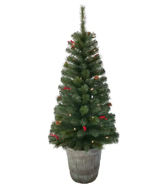 Santas Forest 27517 Prelit Whiskey Barrel Christmas Tree 4 Feet
