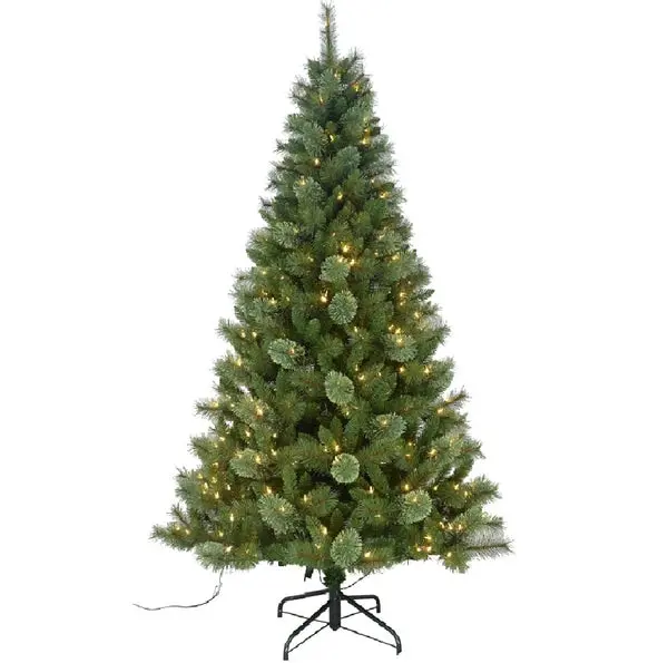 Santas Forest 29770 Prelit Lodgepole Pine Christmas Tree 7 Feet Green Lights Santa's Forest