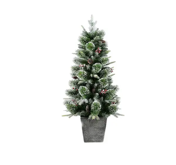Santas Forest 29847 Mixed Needle Christmas Tree Wicker Base 4 ft