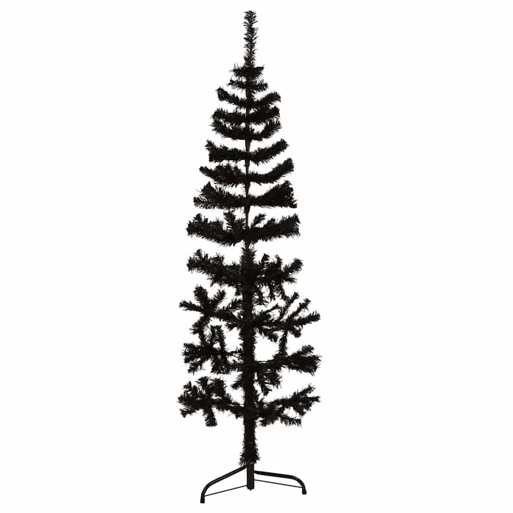 Slim Artificial Half Christmas Tree Stand Black 4 ft Holiday Decor