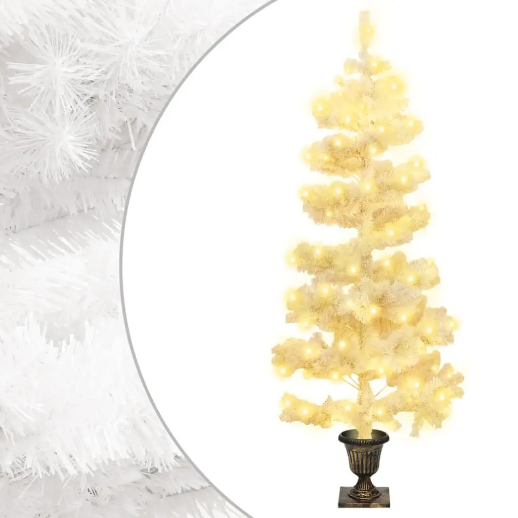 Swirl Pre-lit Christmas Tree Pot White 4 ft PVC Holiday Decor