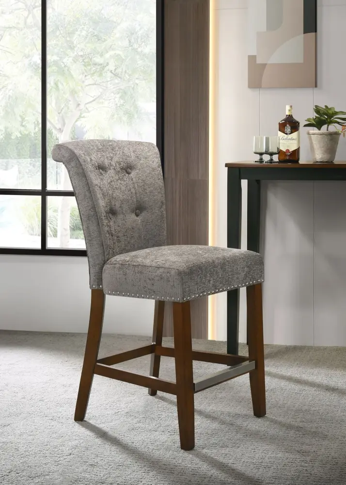 Auggie - 20.5" Fabric Counter Height Chair Nailhead Trim