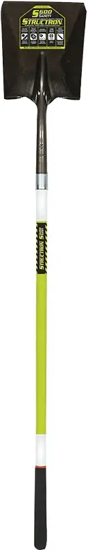 Structron 49751 Square Point Shovel, 9-1/2 W Blade, 14 ga Gauge, Metal Blade, Fiberglass Handle, 48 L Handle