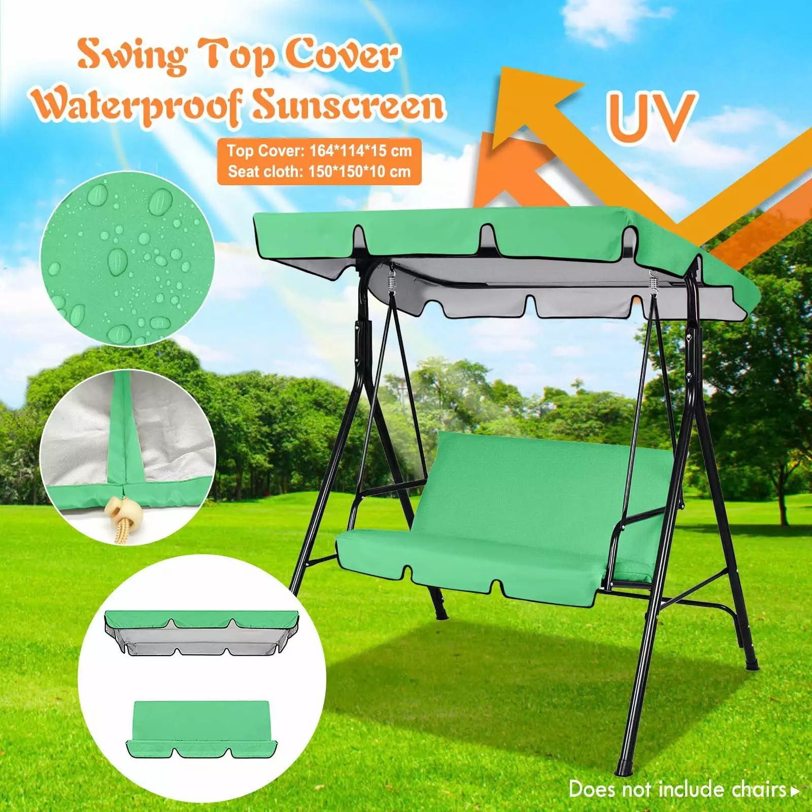 Replacement Outdoor Rain Ceiling Cover Cloth Courtyard Swing Awning Patio Garden