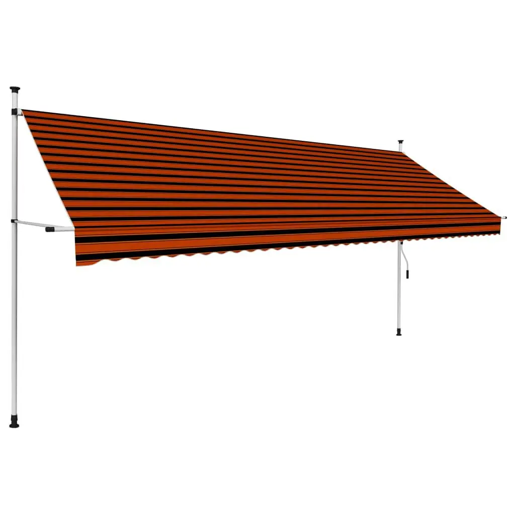 Manual Retractable Awning 157.5 Inch Orange Brown Outdoor Patio Cover