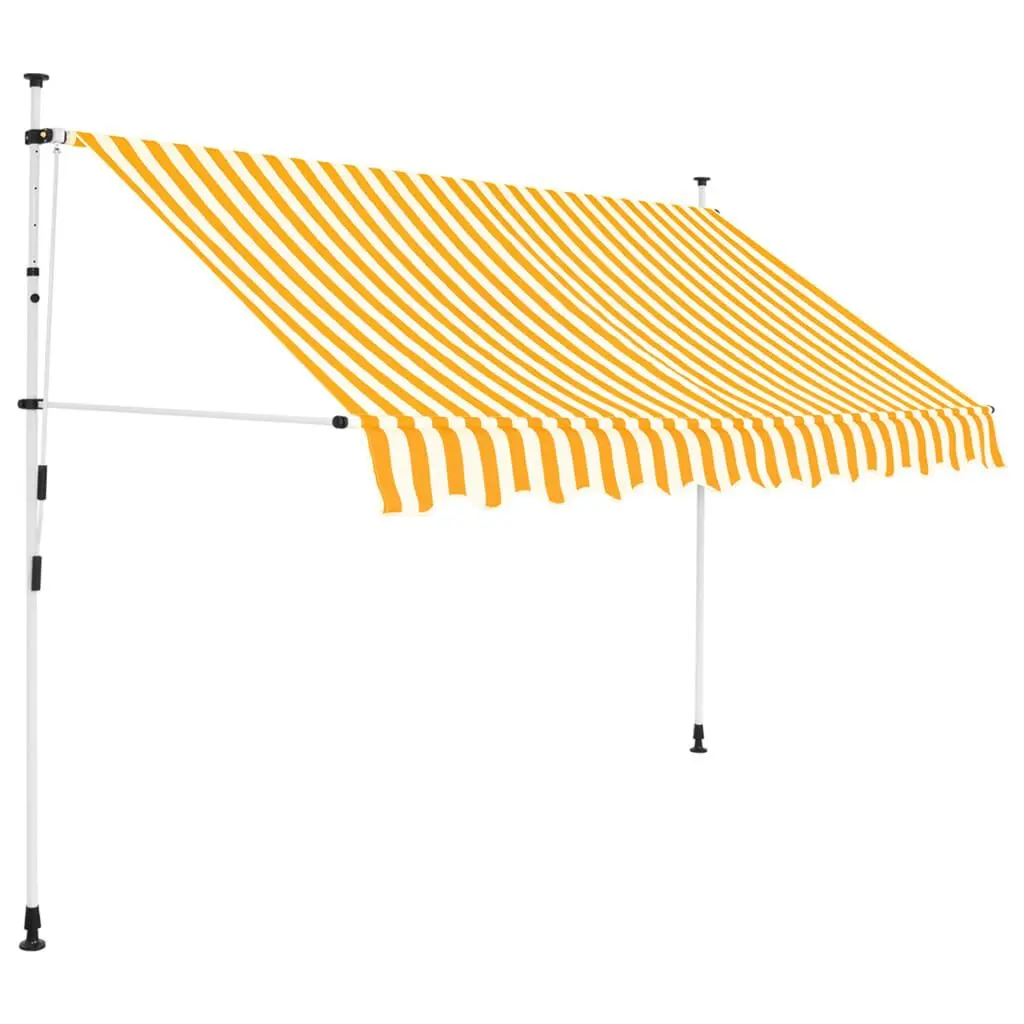 Manual Retractable Awning 98.4 Inch Orange White Stripes Outdoor Sun Shade