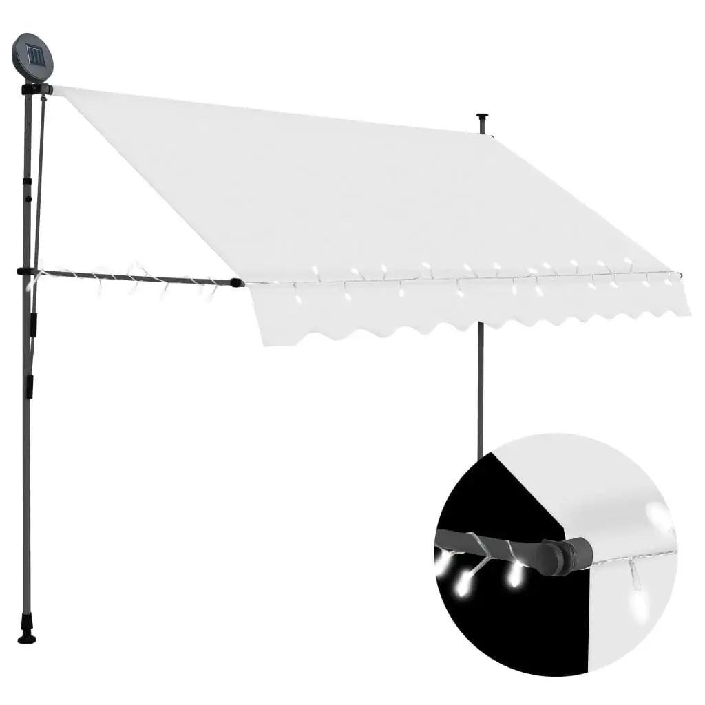 Manual Retractable Awning LED 118.1 Inches Cream Outdoor Shade