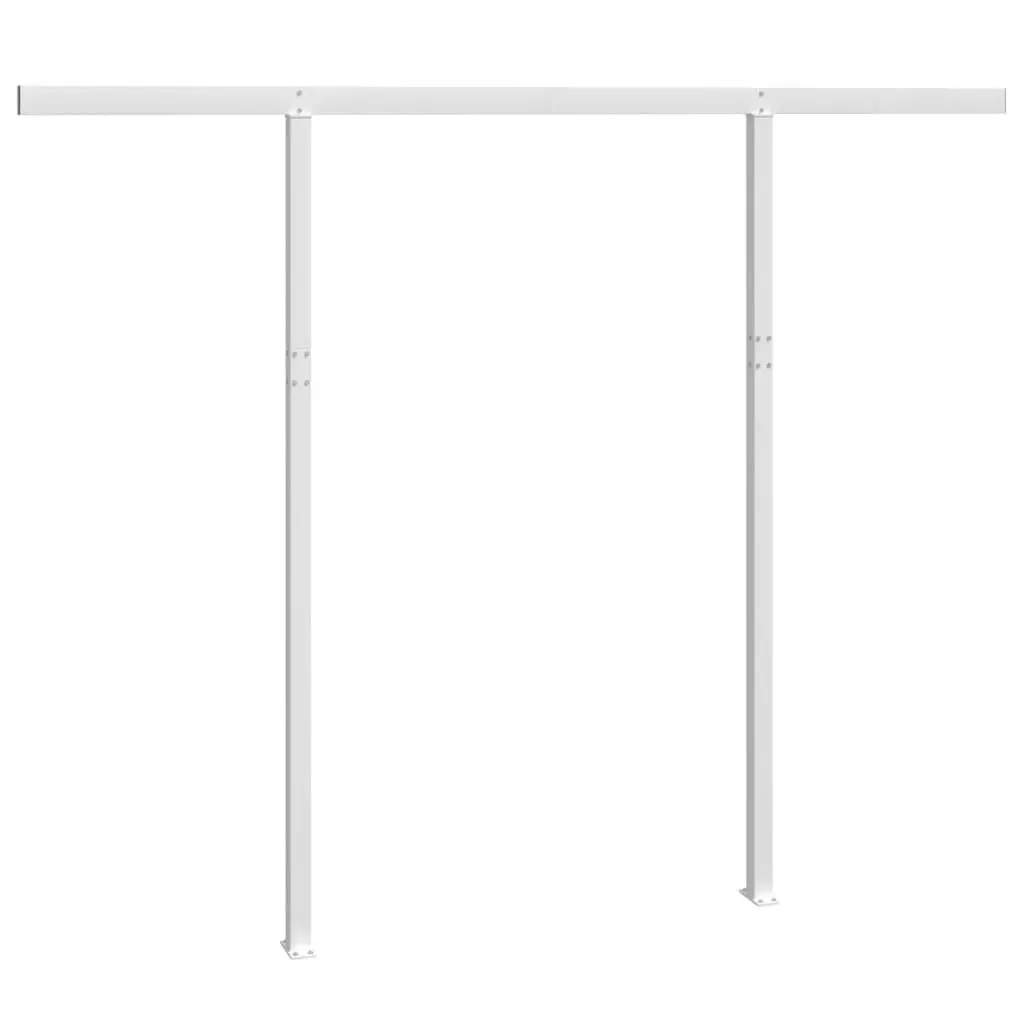 Awning Post Set White 118.1x96.5 Inches Iron Outdoor Canopy