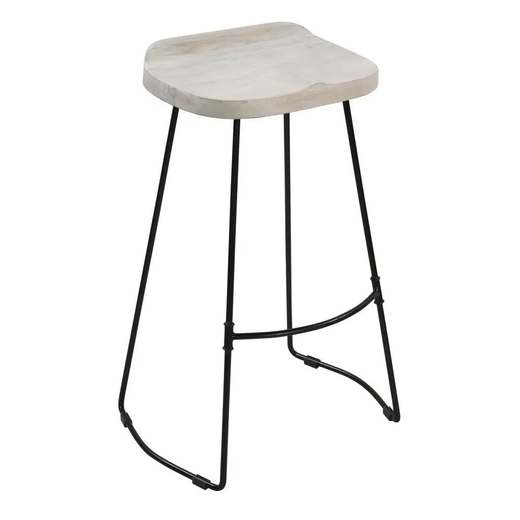 Tiva 30 Inch Backless Barstool Whitewashed Mango Timber royal hampton