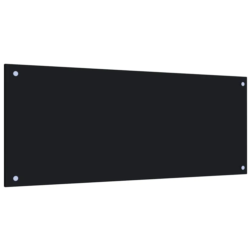 Black Tempered Glass Kitchen Backsplash Panel 39.4x15.7 Inches