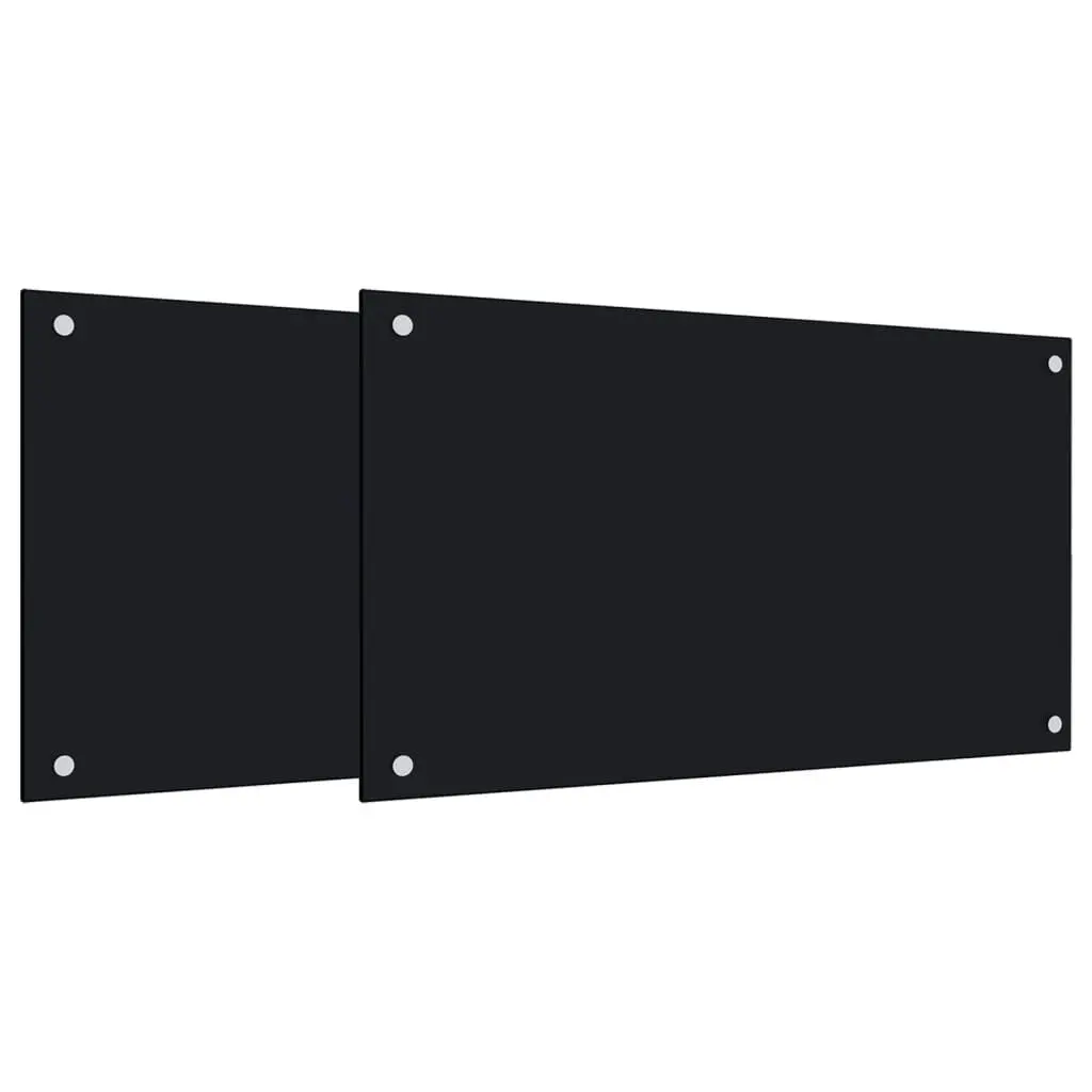 Kitchen Backsplashes 2 Pack Black 27.6x23.6 Inches Tempered Glass