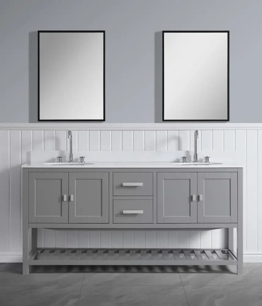 Monaco 72" Twofold Sink Bathroom Vanity Base Cabinet without Top
