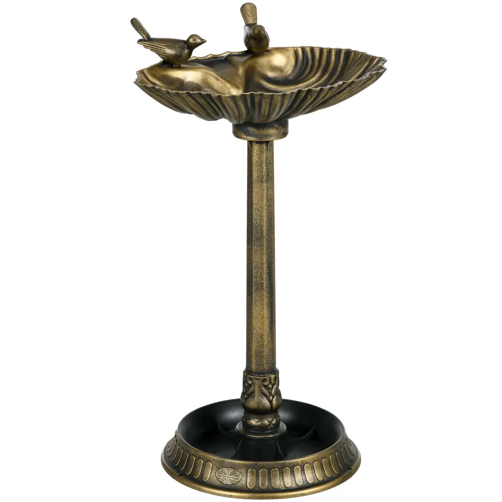 Outsunny - Antique Bird Bath Pedestal Flower Planter Base, Vintage Style Decorative Birdbath, Bird Feeder Bowl & Planter D...