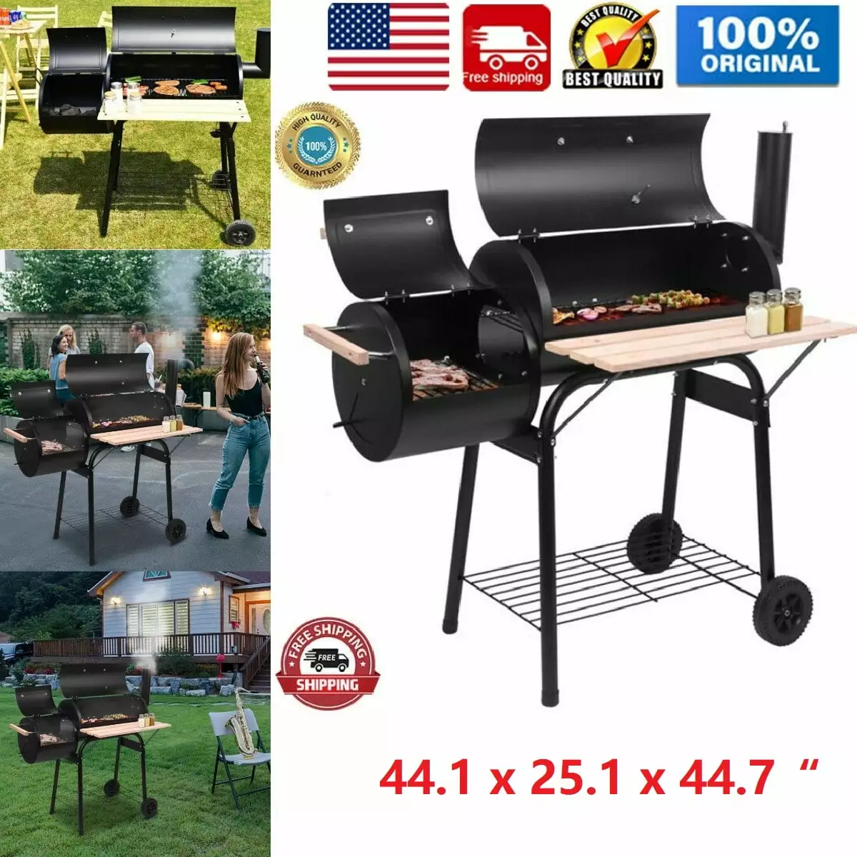 GOOD DEAL Goorabbit 24.4 x 29.6 Barbecue Charcoal BBQ Grill Outdoor Meat Cooker Smoker Patio Backyard Stye1