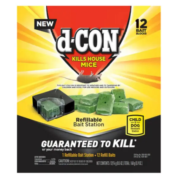 d-CON Refillable Mice Bait Station 12 Refill Baits Long-Term Rodent Control