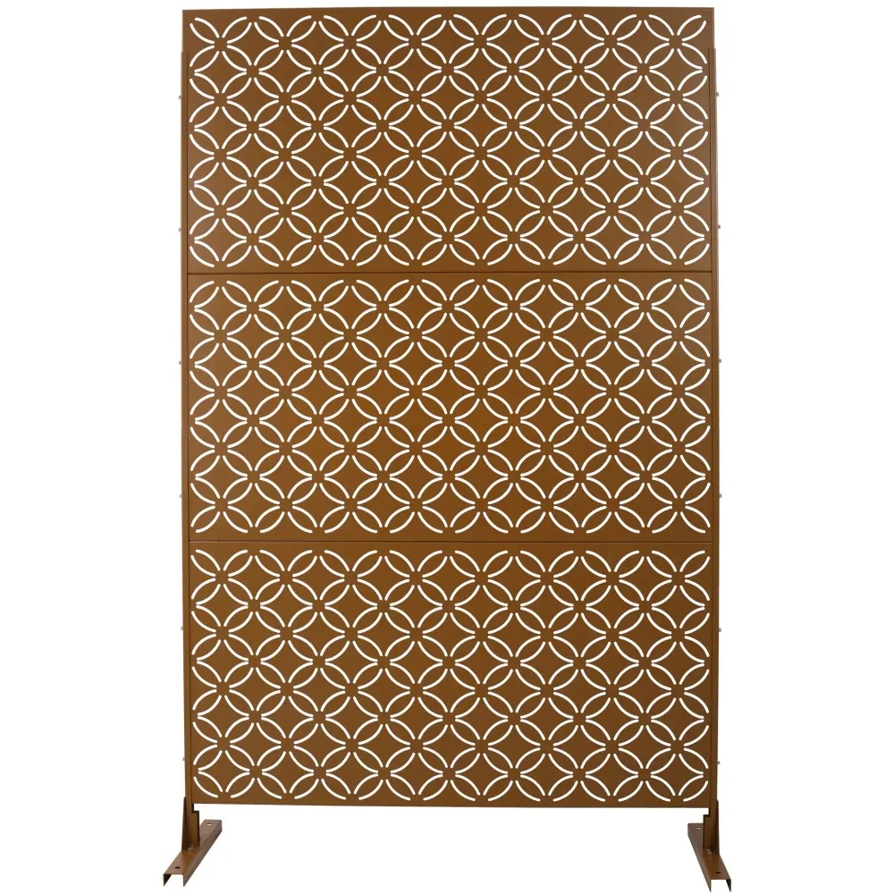 Decorative Trellis Freestanding Decorative Privacy Screen Deck Balcony Patio, Metallic Privacy - Brown