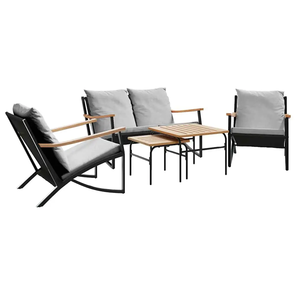 3-Piece Black Steel Balcony Furniture Set Cushions Compact Outdoor Areas