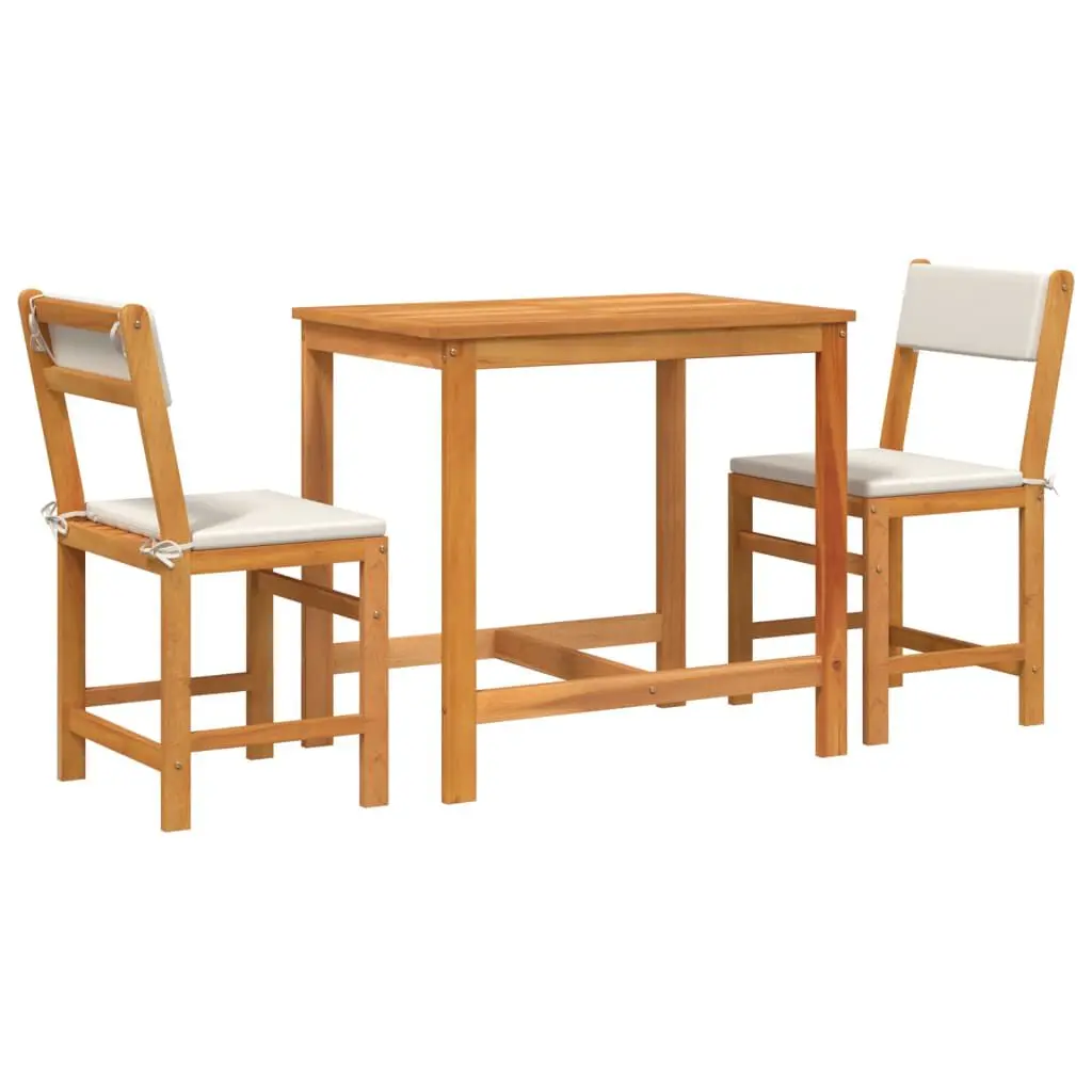 3 Piece Balcony Set Cushions Solid Wood Acacia Small Outdoor Furniture