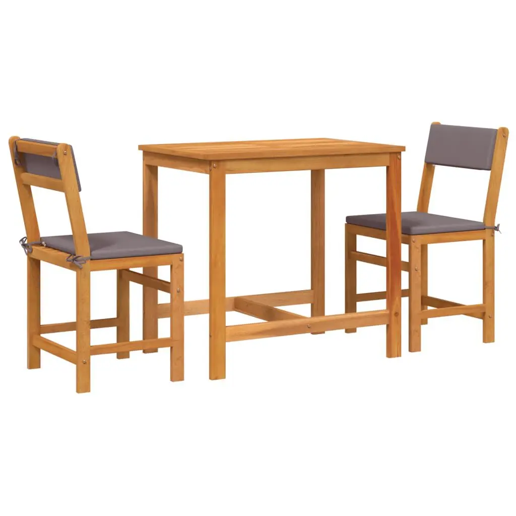 3 Piece Balcony Set Cushions Solid Wood Acacia Outdoor Seating