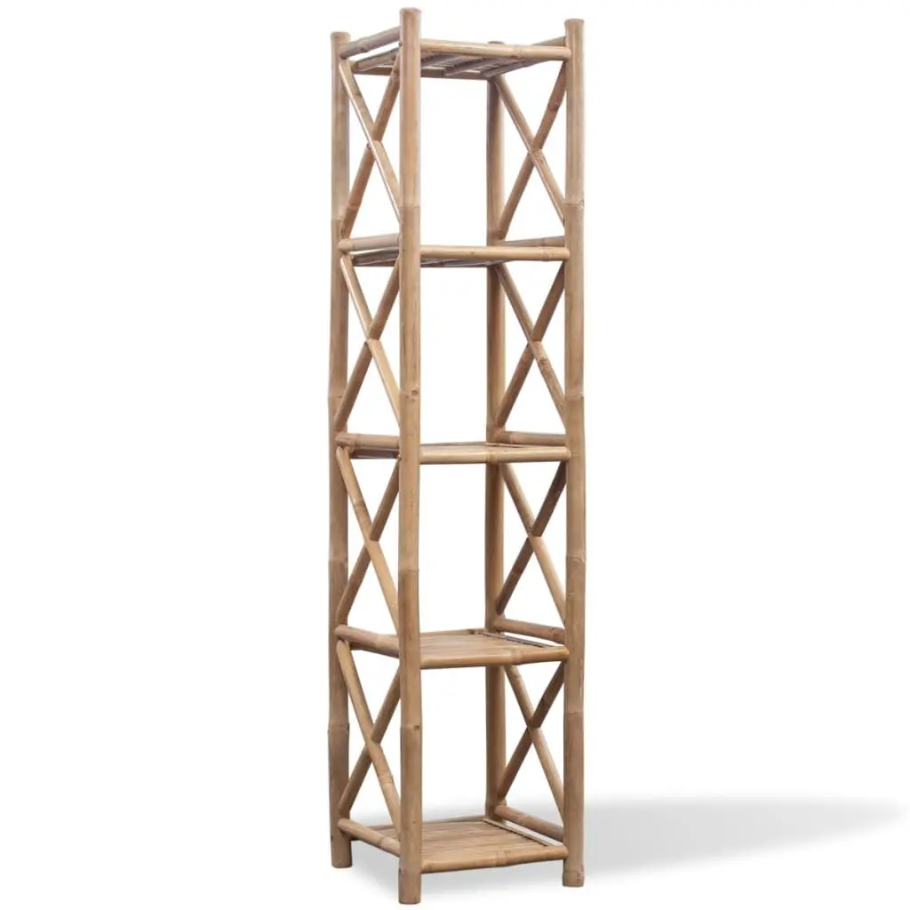 5-Tier Bamboo Shelf Square Storage Organizer Home Office