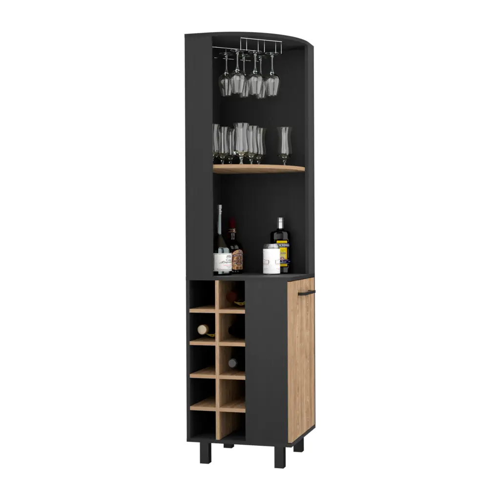 Corner Bar Cabinet Single Door Two Shelves Ten Built Wine Rack depot e-shop