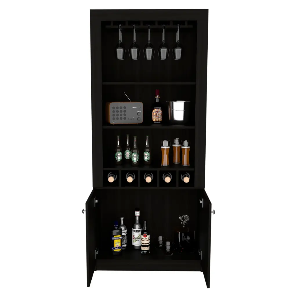 Montenegro Bar Cabinet Double Door Five Built- Wine Rack rta muebles colombia