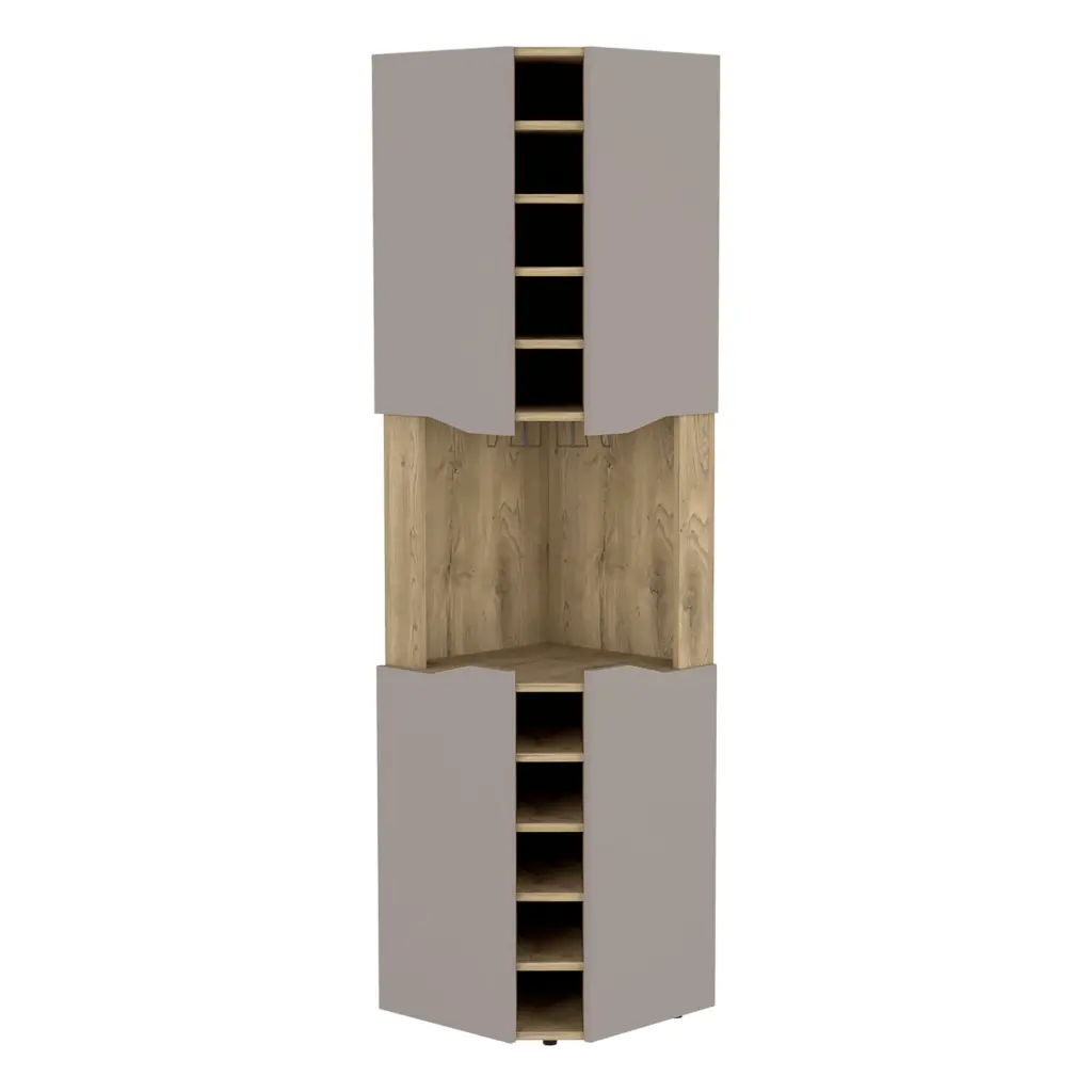 Corner Bar Cabinet Bell Aged Oak Taupe - Living Room Storage treevol furniture