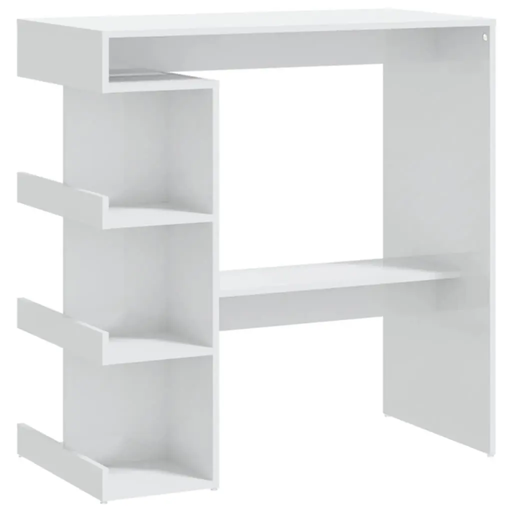 Bar Table Storage Rack High Gloss White 39.4x19.7x40 Inches