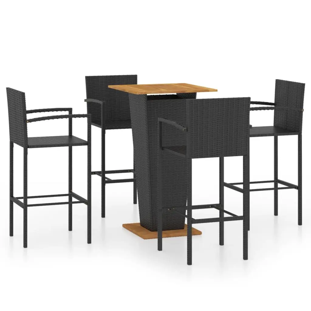 5 Piece Patio Bar Set Black Outdoor Furniture Garden and Backyard