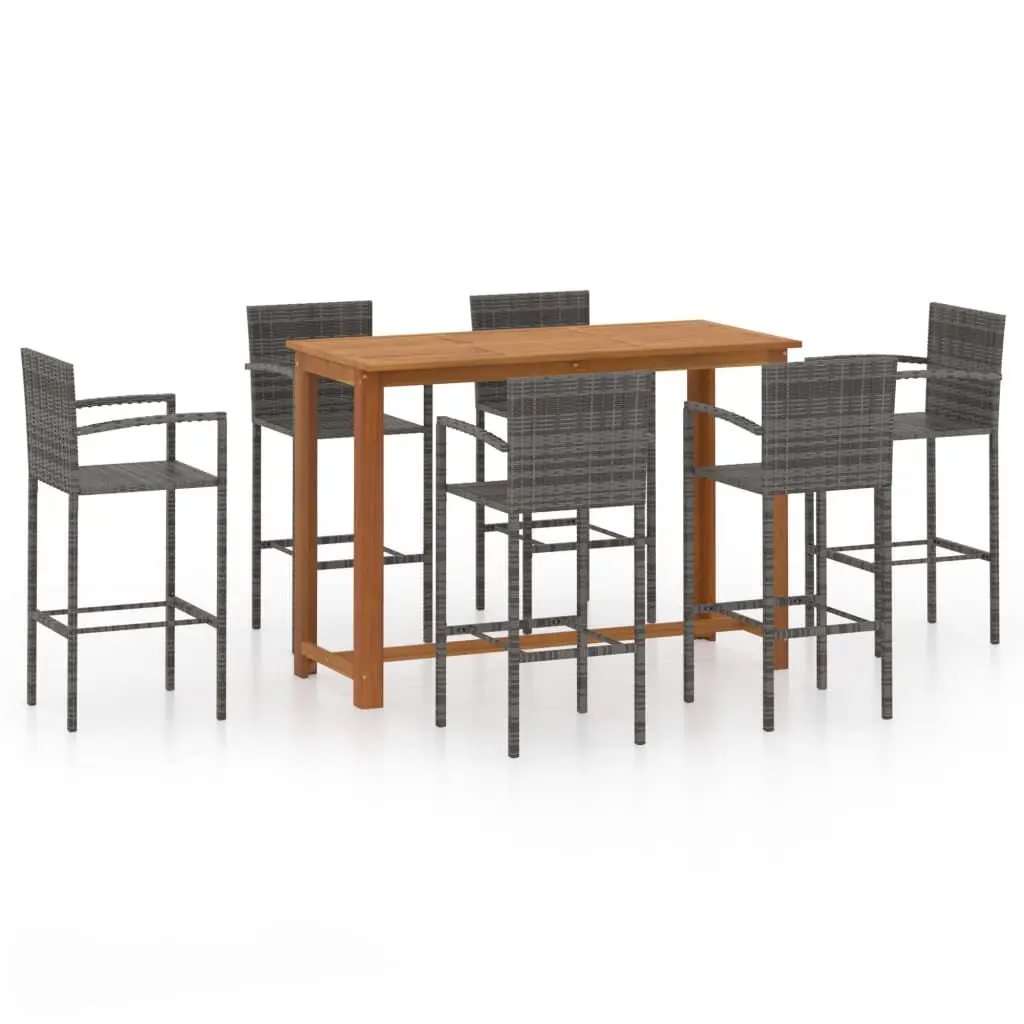 7 Piece Patio Bar Set Gray Outdoor Furniture Garden Backyard